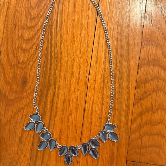Elegant Silver and Blue Teardrop Necklace - Picture 2 of 5